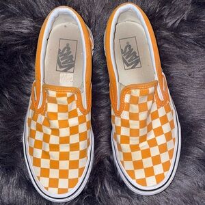 Vans Orange and White Checkered Sneakers